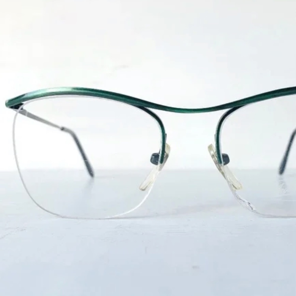 Semi Rimless Anglo American Eyewear MOD M63 Metallic Green 80's Vintage Unisex